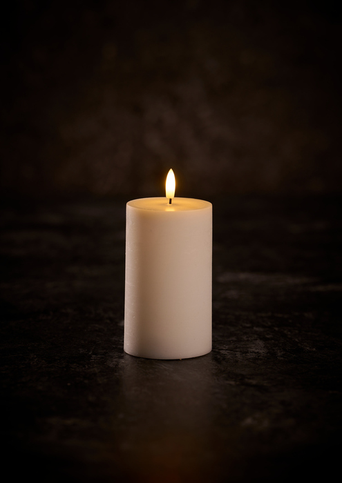 Kubbelys med 3D LED-flamme H12,5 cm